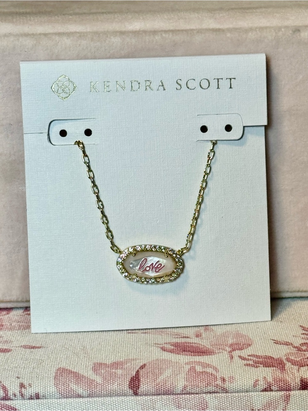 Kendra Scott Love Necklace Mother-of-Pearl Gold Pave Elisa Pendant
